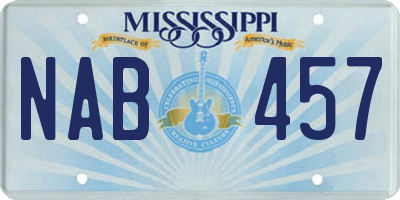 MS license plate NAB457