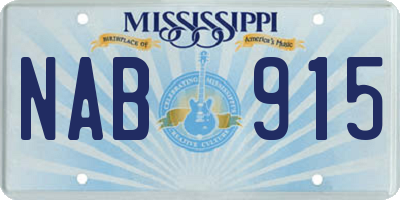MS license plate NAB915