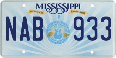 MS license plate NAB933