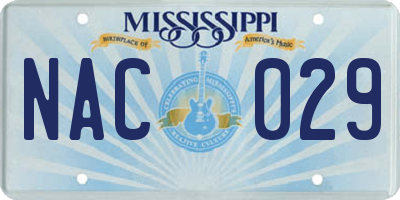 MS license plate NAC029