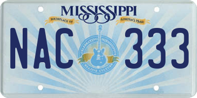 MS license plate NAC333