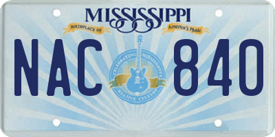 MS license plate NAC840