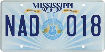 MS license plate NAD018