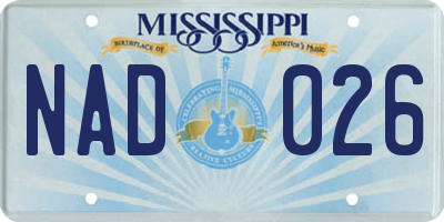 MS license plate NAD026