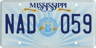 MS license plate NAD059