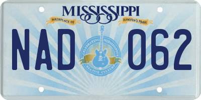 MS license plate NAD062