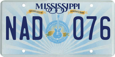MS license plate NAD076