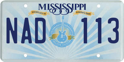 MS license plate NAD113