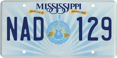 MS license plate NAD129