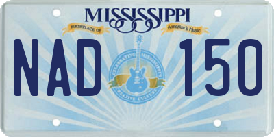 MS license plate NAD150