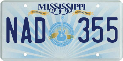 MS license plate NAD355