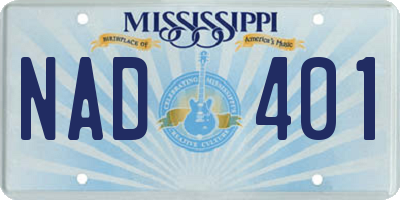 MS license plate NAD401