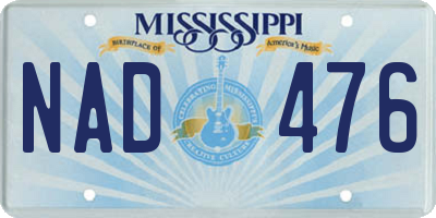 MS license plate NAD476