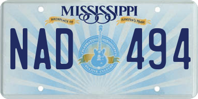 MS license plate NAD494
