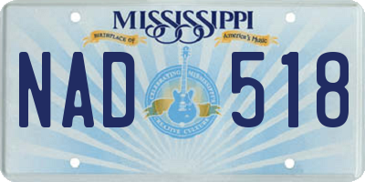 MS license plate NAD518