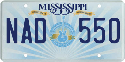 MS license plate NAD550
