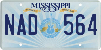 MS license plate NAD564