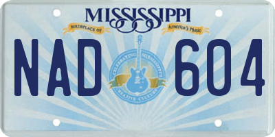 MS license plate NAD604
