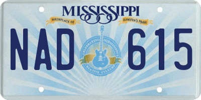 MS license plate NAD615