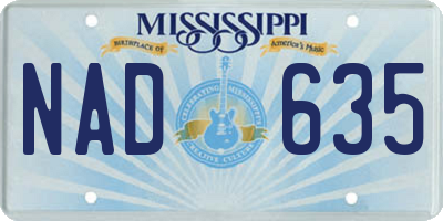 MS license plate NAD635