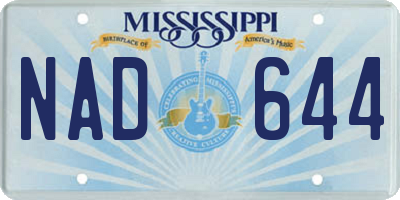MS license plate NAD644