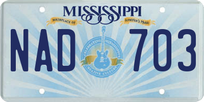 MS license plate NAD703