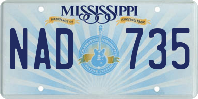 MS license plate NAD735
