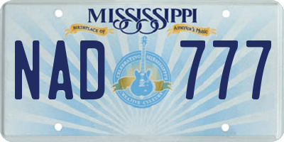 MS license plate NAD777