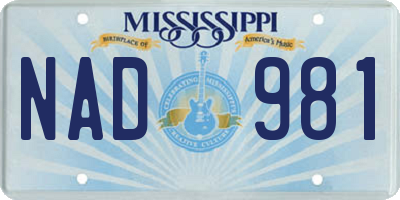 MS license plate NAD981