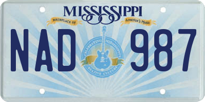 MS license plate NAD987