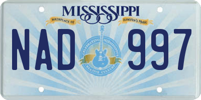 MS license plate NAD997