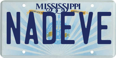 MS license plate NADEVE