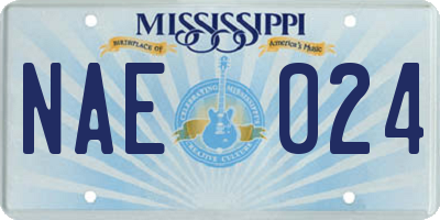MS license plate NAE024