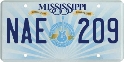 MS license plate NAE209