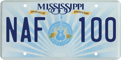 MS license plate NAF100