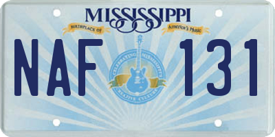 MS license plate NAF131