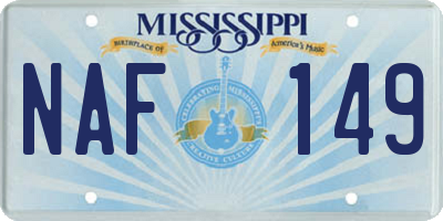 MS license plate NAF149