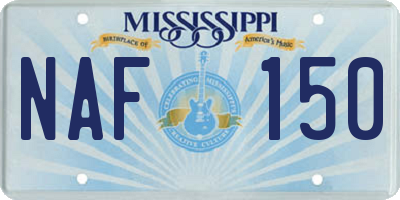 MS license plate NAF150