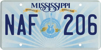 MS license plate NAF206