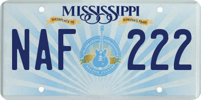 MS license plate NAF222