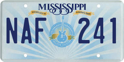 MS license plate NAF241