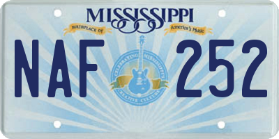 MS license plate NAF252