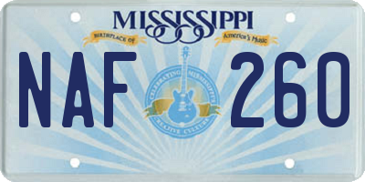 MS license plate NAF260