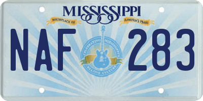 MS license plate NAF283