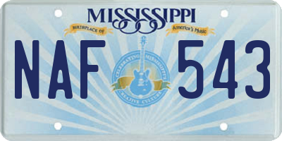 MS license plate NAF543