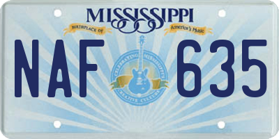 MS license plate NAF635