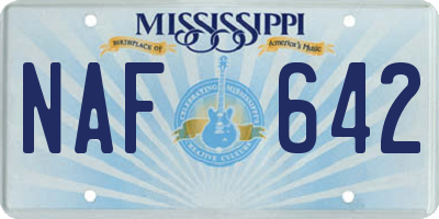 MS license plate NAF642