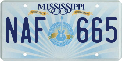 MS license plate NAF665