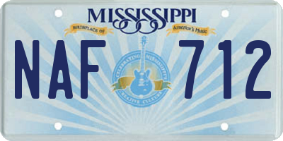 MS license plate NAF712