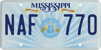 MS license plate NAF770
